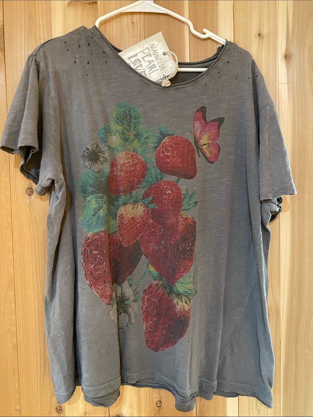 Magnolia Pearl Vintage Gray Logo Tee with Subtle Distressing